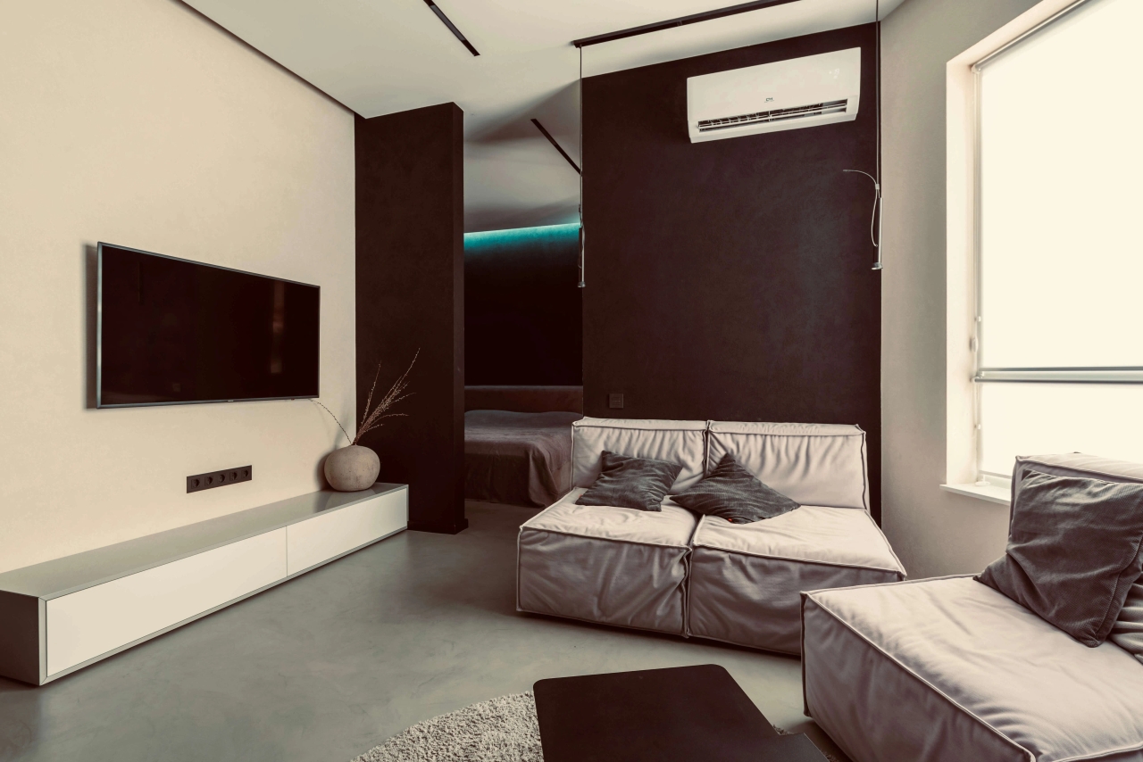 A split system air conditioner cooling a modern living room