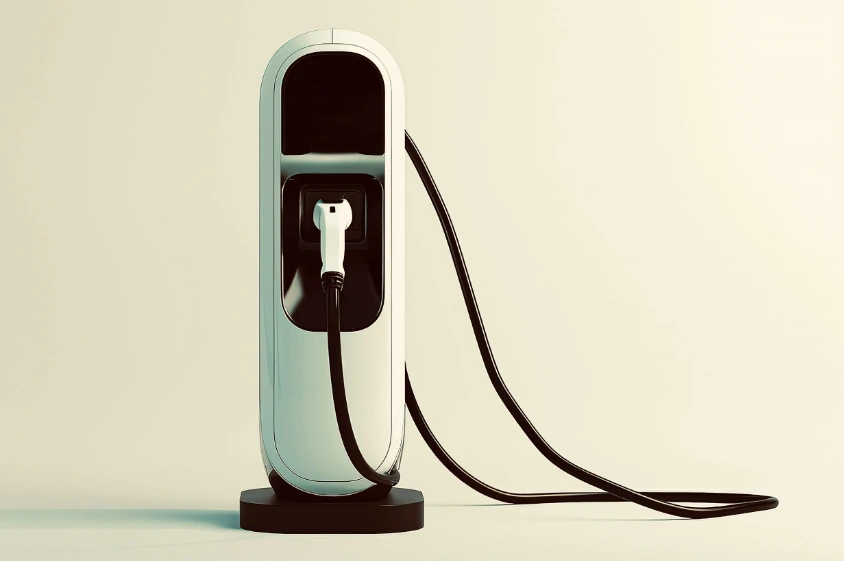 A home electric vehicle charging unit with its charging cable